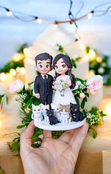 Topo de Bolo Casamento Noivos com Gatinhos