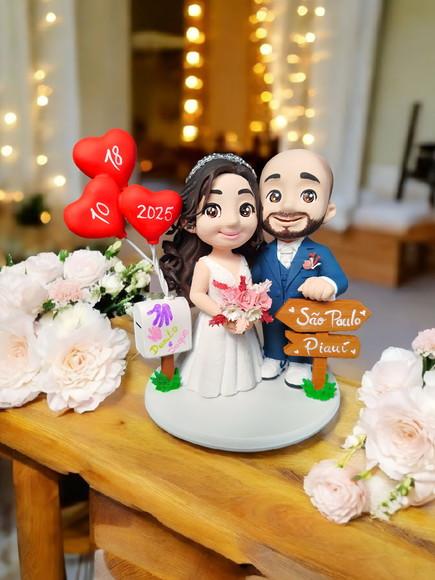Topo de Bolo Casamento Noivinhos com Balões Filme Up