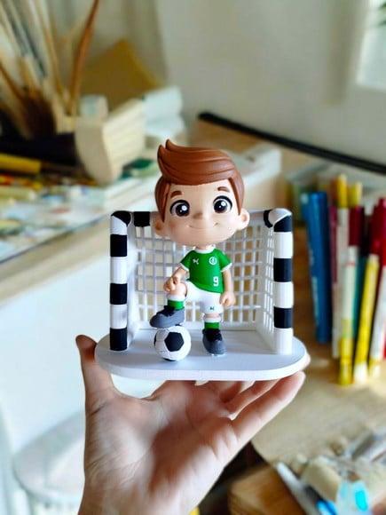 Topo de Bolo Infantil Jogador Futebol Personalizado Biscuit