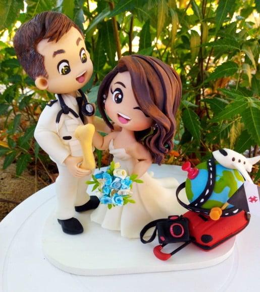 Topo de Bolo Casamento Personalizado Ortopedista Viagem