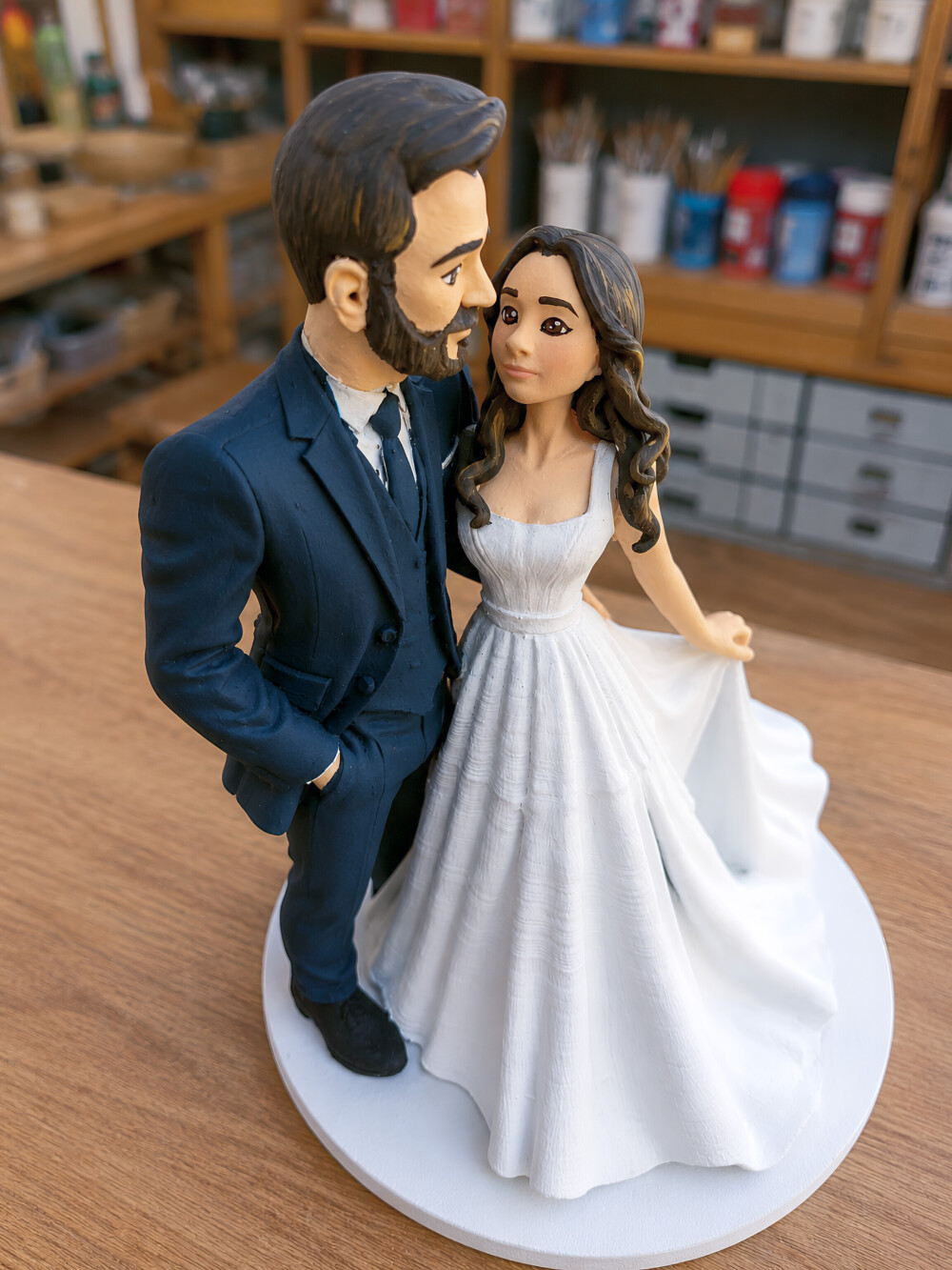 Topo Bolo Casamento Noivos Personalizados 3D Casal Estilizados Mi