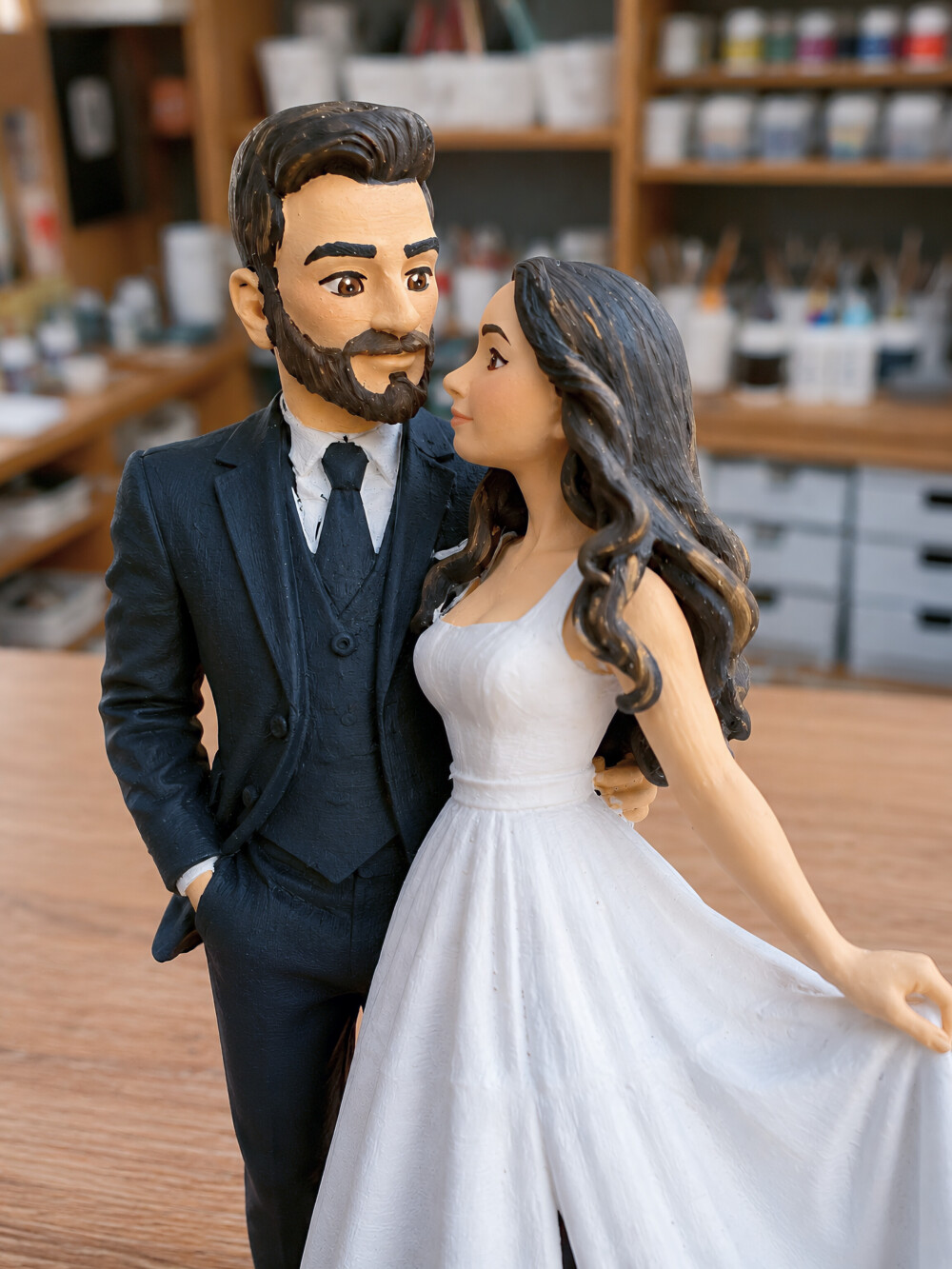 Topo Bolo Casamento Noivos Personalizados 3D Casal Estilizados Mi
