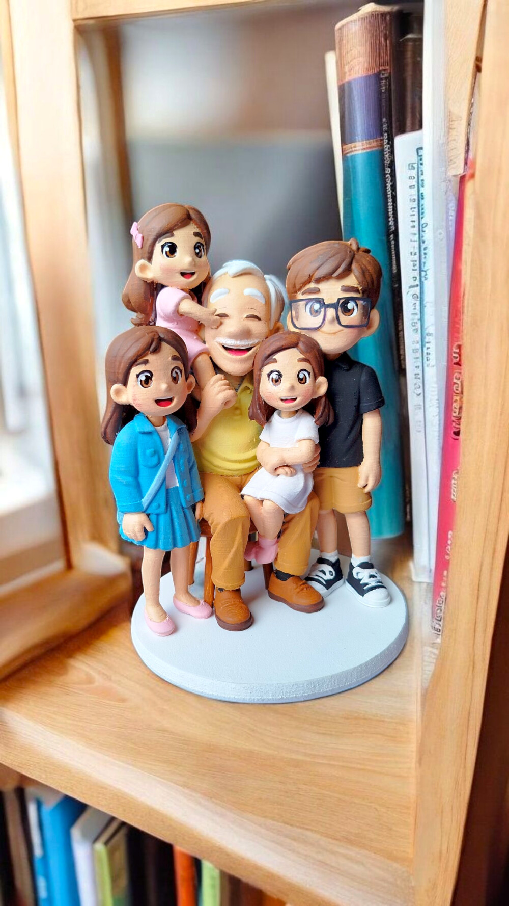 Topo de Bolo Escultura Personalizada Família Avô e Netos
