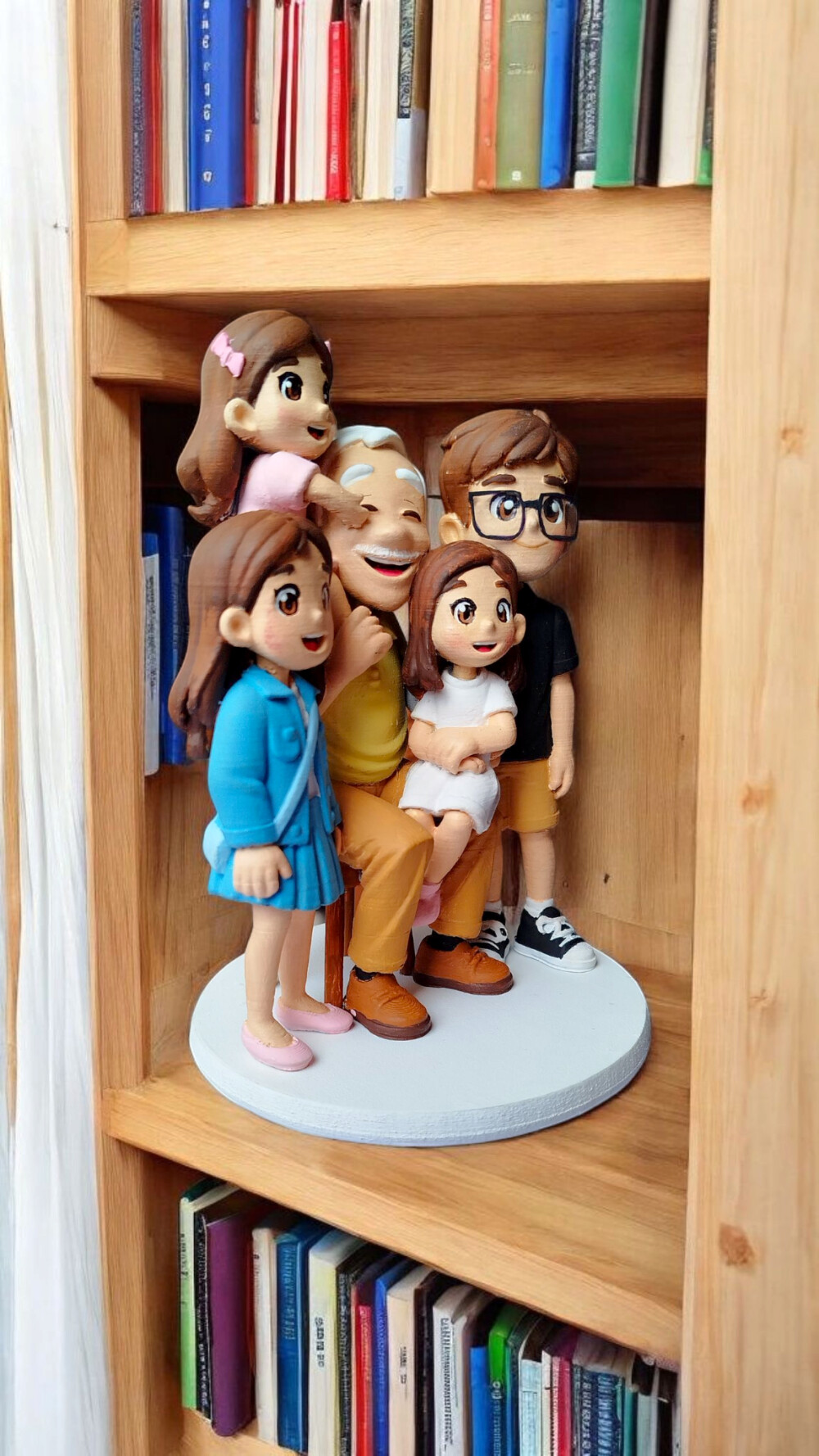 Topo de Bolo Escultura Personalizada Família Avô e Netos