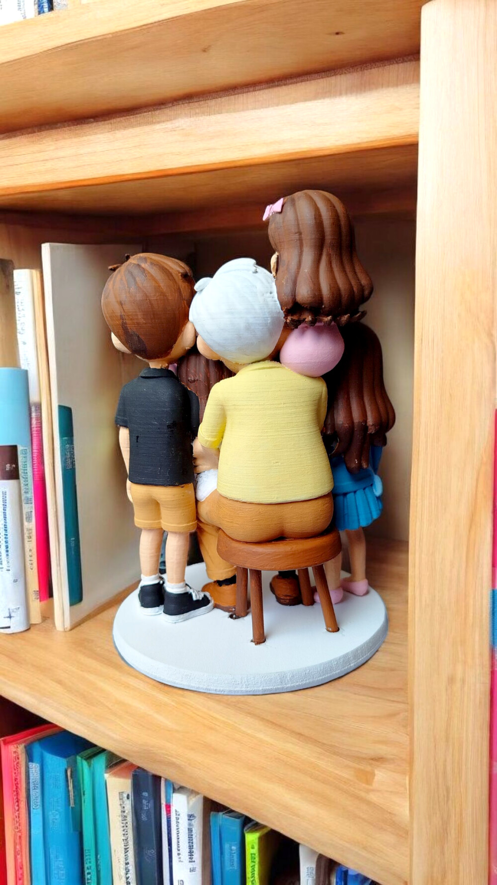 Topo de Bolo Escultura Personalizada Família Avô e Netos