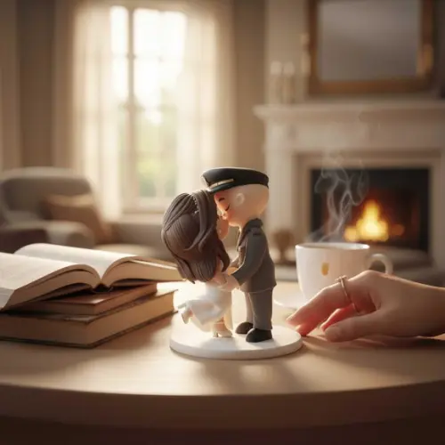 Topo de Bolo Casamento Noivos se Beijando Militar