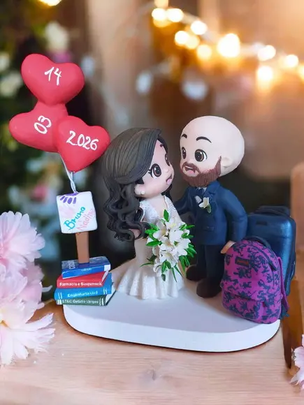 Topo de Bolo Casamento Noivinhos com Balões Filme Up Mochila