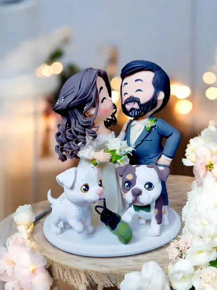 Topo de Bolo Noivinhos com Pets Box Personalizados