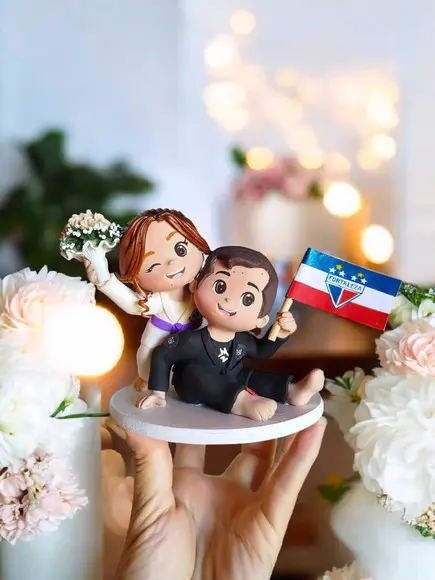 Topo de Bolo Casamento Noivos Jiu-jitsu Mata Leão Time