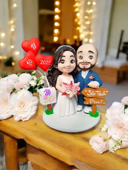 Topo de Bolo Casamento Noivinhos com Balões Filme Up