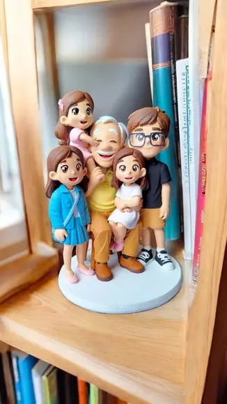 Topo de Bolo Escultura Personalizada Família Avô e Netos
