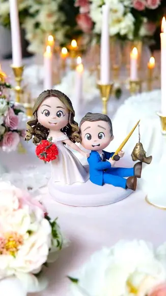 Topo de Bolo Casamento Personalizo Noivos Pescando Biscuit