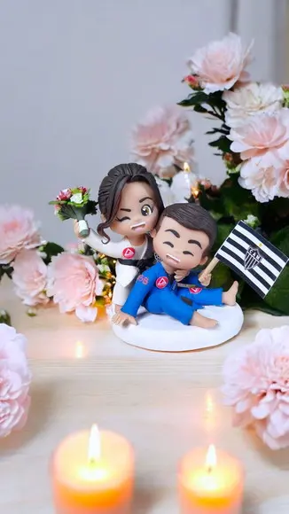 Topo de Bolo Casamento Noivos Jiu-jitsu Mata Leão