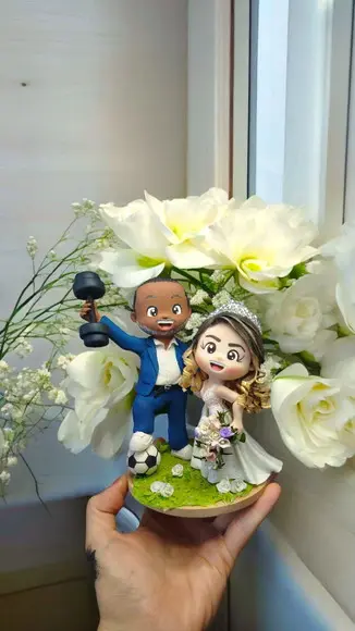 Topo de Bolo Casamento Futebol e Peso Academia