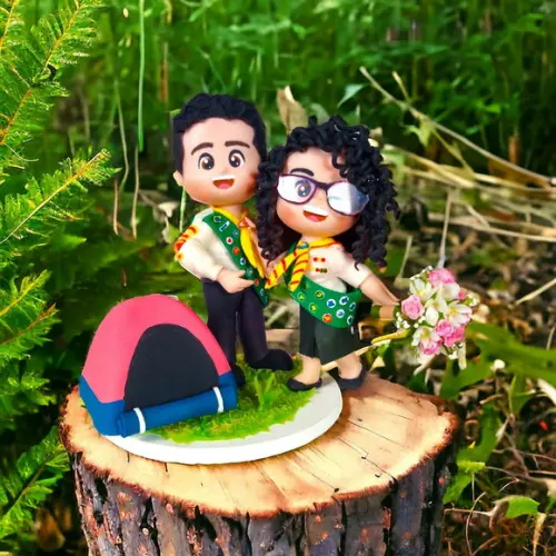 Topo de Bolo Casamento Noivinhos Aventureiros Desbravadores