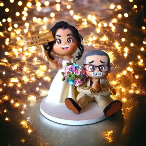 Topo de Bolo Casamento Noivo Amordaçado Acorrentado