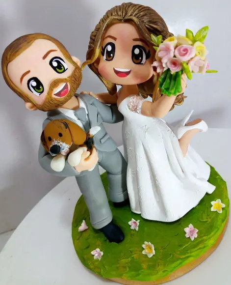 Topo de Bolo Casamento Noivinhos Apaixonados