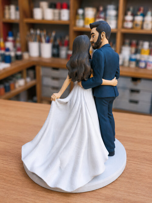 Topo Bolo Casamento Noivos Personalizados 3D Casal Estilizados Mi