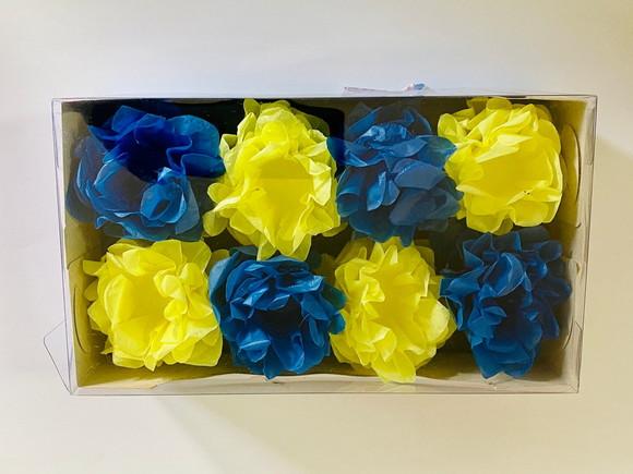 Forminhas de Luxo de Seda Anitta Azul e Amarelo 40 Unidades
