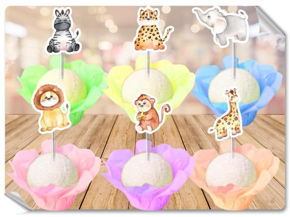 Forminhas Luxo De Seda + Toppers Safari