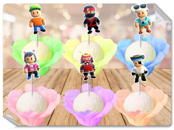 Forminhas Luxo De Seda + Toppers Stumble Guys