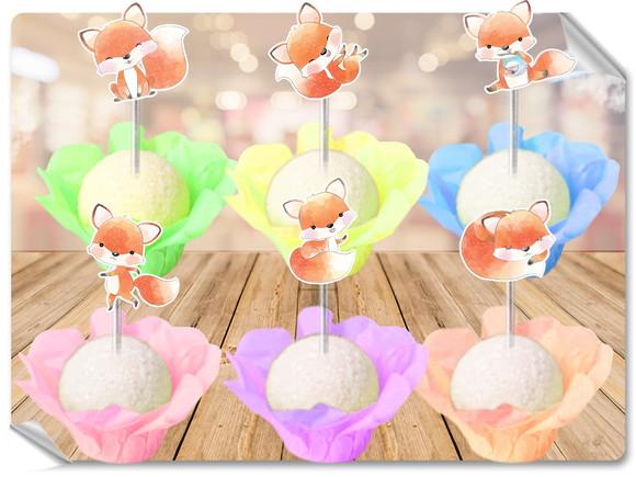 Forminhas Luxo De Seda + Toppers Raposinhas