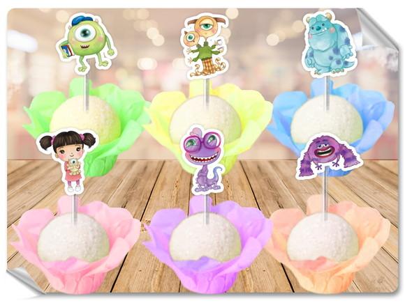Forminhas Luxo De Seda + Toppers Monstros Sa