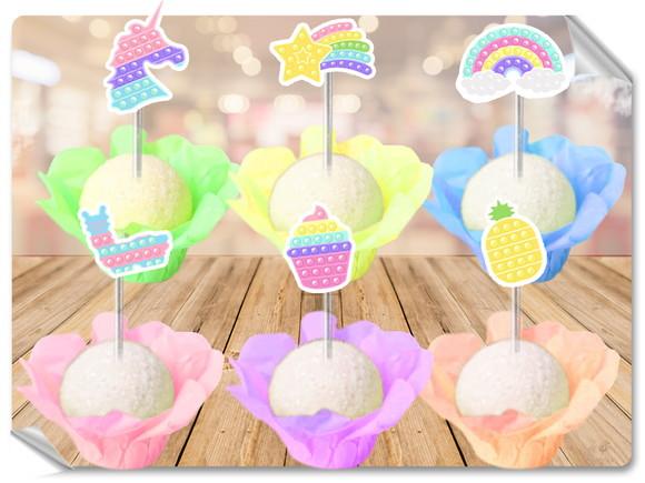 Forminhas Luxo De Seda + Toppers Pop It Candy Color