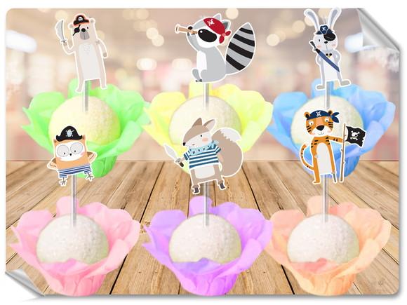Forminhas Luxo De Seda + Toppers Piratas