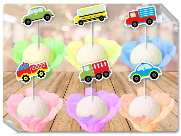 Forminhas Luxo De Seda + Toppers Carrinhos