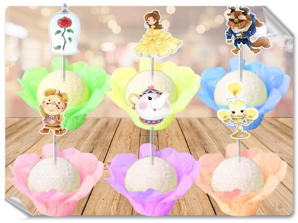 Forminhas Luxo De Seda + Toppers A Bela E A Fera