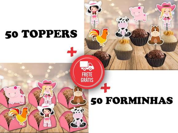 Fazendinha Menina Rosa - Forminhas E Toppers