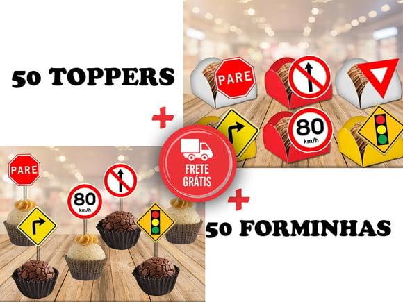 Placas De Trânsito - 50 Forminhas E 5o Toppers