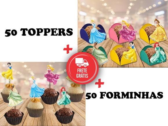 Princesas Disney - 50 Forminhas E 50 Toppers