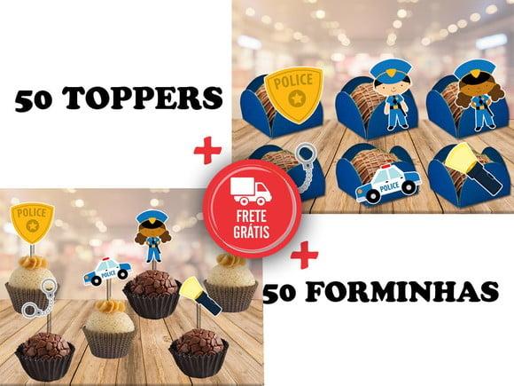 Polícia - 50 Forminhas E 50 Toppers
