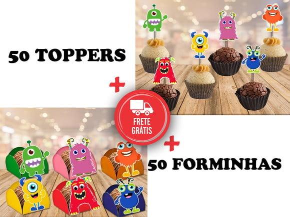 Monstrinhos - 50 Forminhas E 50 Toppers