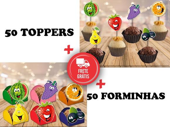 Frutinhas - Frutas - 50 Forminhas E 50 Toppers
