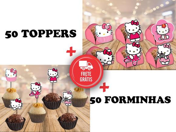 Hello Kitty - 50 Forminhas E 50 Toppers