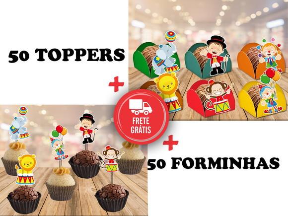 Circo - 50 Forminhas E 50 Toppers