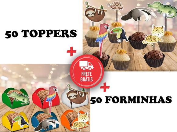Animais Da Amazônia - 50 Forminhas E 50 Toppers