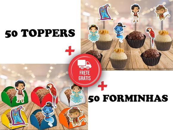 Aladdin - 50 Forminhas E 50 Toppers Para Doces
