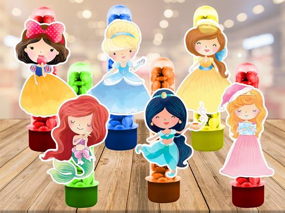 apliques para tubetes princesas aquarela