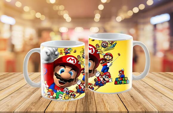 caneca personalizada super mário com nome - Polímero