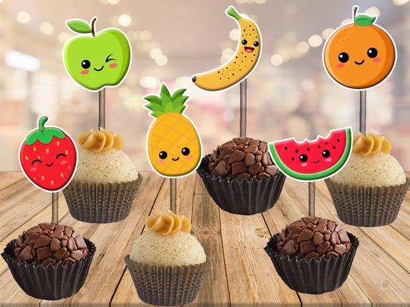 Toppers Frutinhas - Feira- Picnic - 100 Unidades