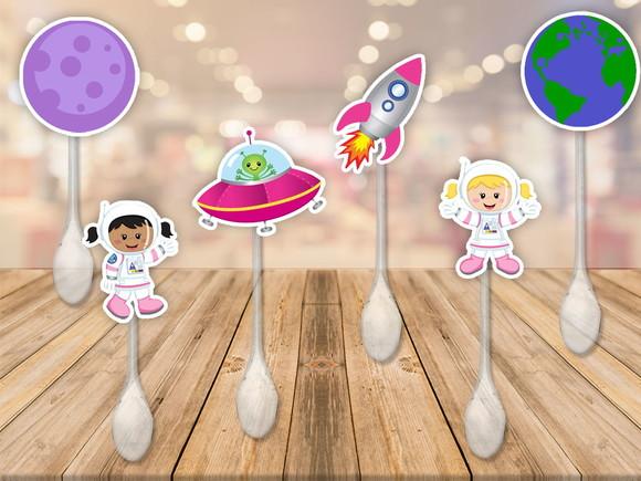 colherzinha personalizada astronautas meninas