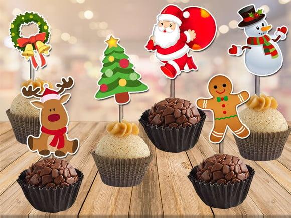 topper de doces natal - papai noel - 100 unidades
