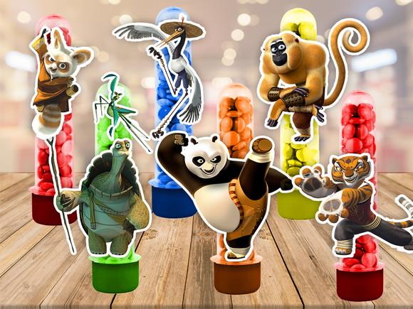 kung fu panda apliques para tubetes - 50 unidades