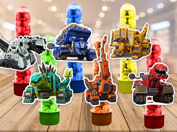 dinotrux - apliques para tubetes Dinotrux - 50 unidades