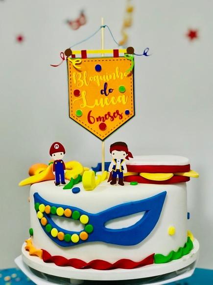 Topo de bolo Carnaval bloquinho infantil