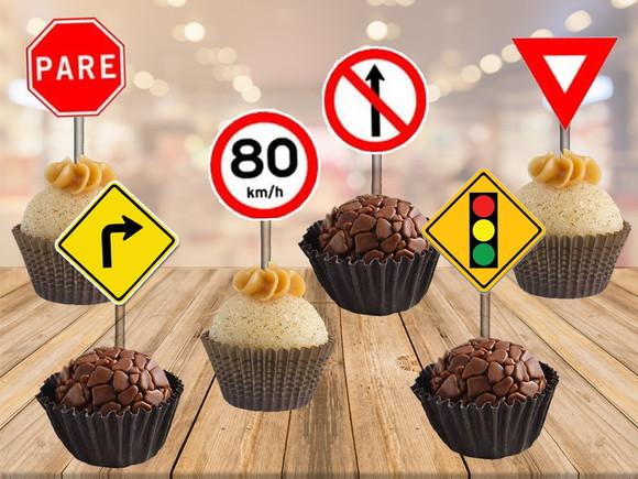 Topper para Doces Placas de Trânsito - 100 Unidades